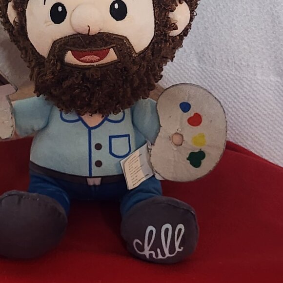 Fiesta Brand Bob Ross 10" Chill Big Hair Head Happy Painter Medium Plushie Doll - Picture 3 of 16